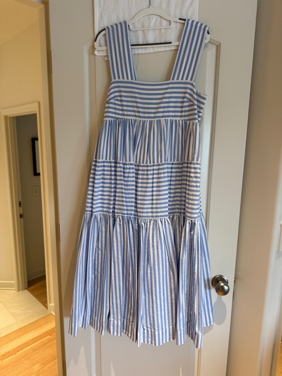 Anthropologie Dresses & Skirts - Anthropologie Blue and White Striped Tiered Midi Dress